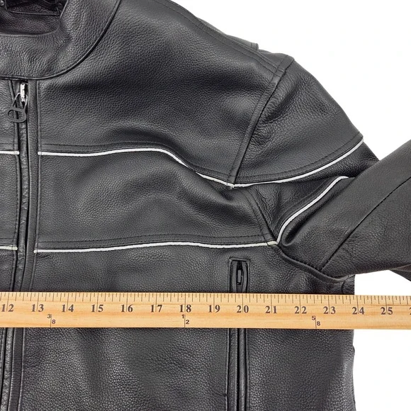 Wilsons Leather Mens XL Black Leather Biker Cafe Racer Moto Jacket - Picture 7 of 10
